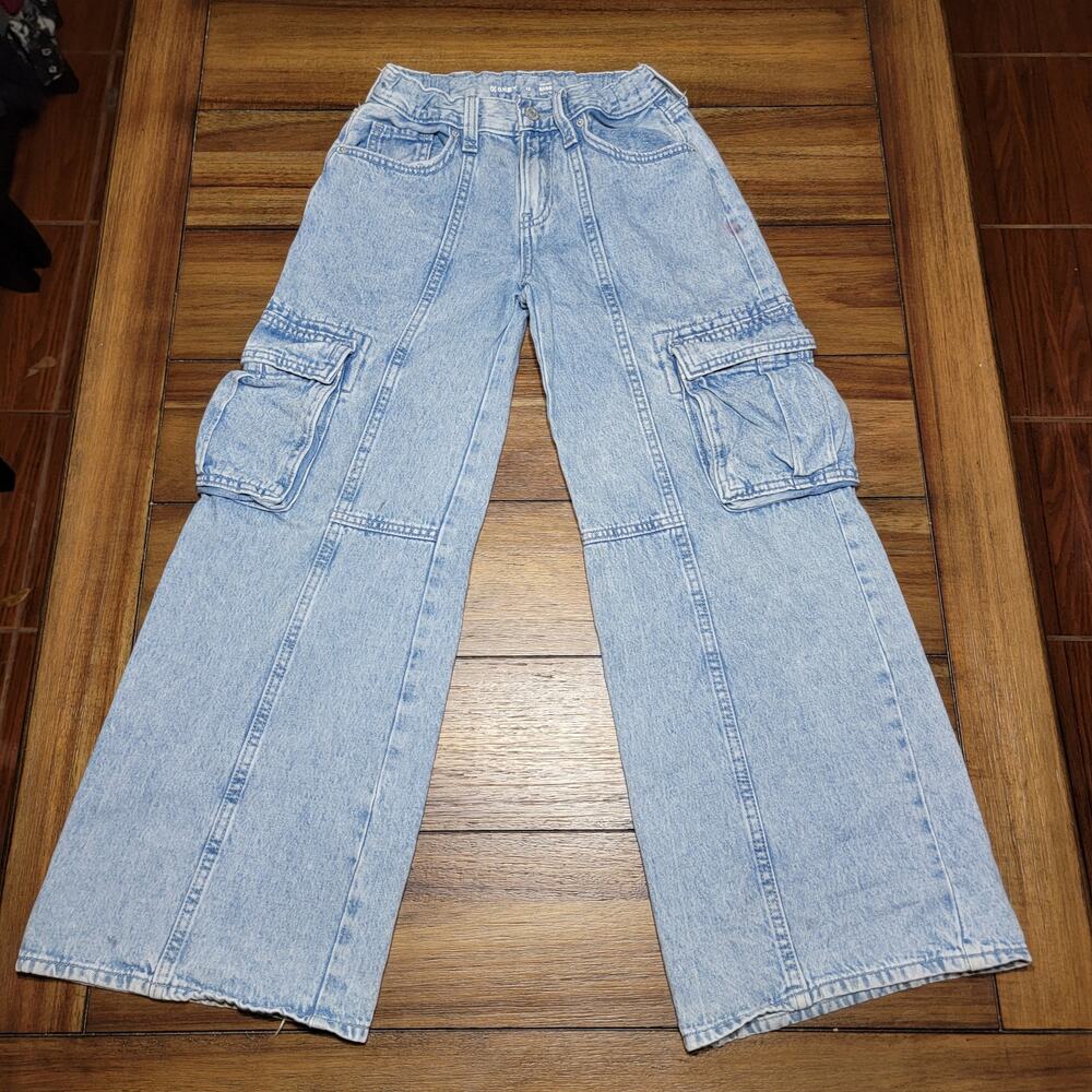 Old Navy Kids High-Rise Baggy Cargo Denim Jeans - Size 12